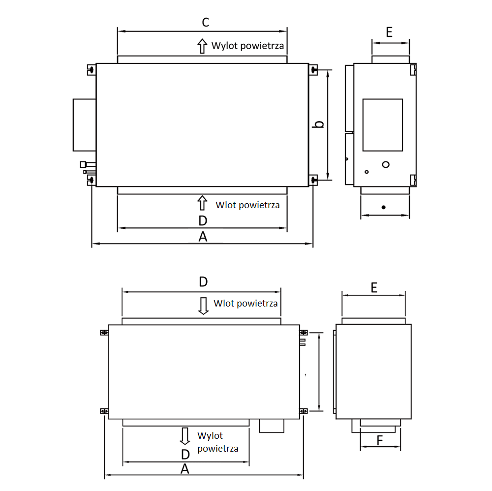 Wymiary - Kanałowy wysokiego sprężu